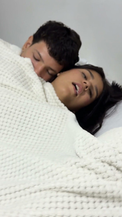 My horny boyfriend gives me a hard fuck no matter that my little stepbrother is by our side. He ends up catching us and masturbates watching | Clip 1