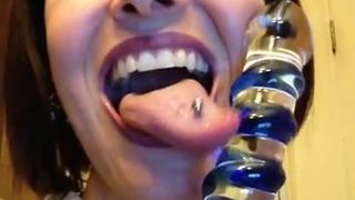 Long Tongue  Glass Dildo