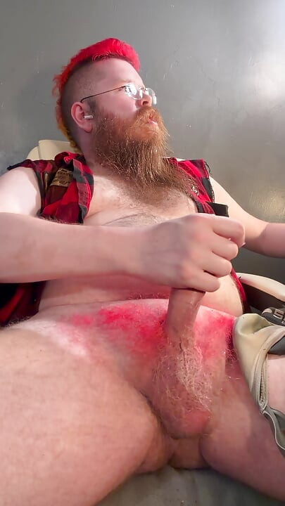 Long cock stroking and cum milking