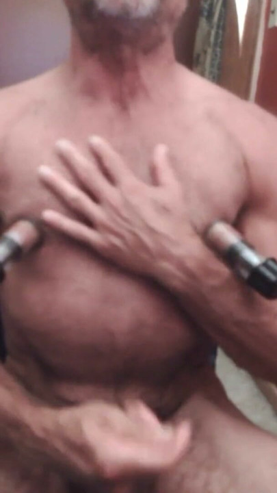 Gay Nipple Pig pumping nipples, flexing pecs | Clip 1