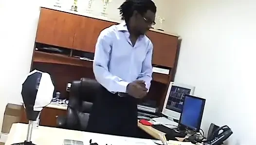 Big bulbous ebony babe gets freaky with her black long dicked boss