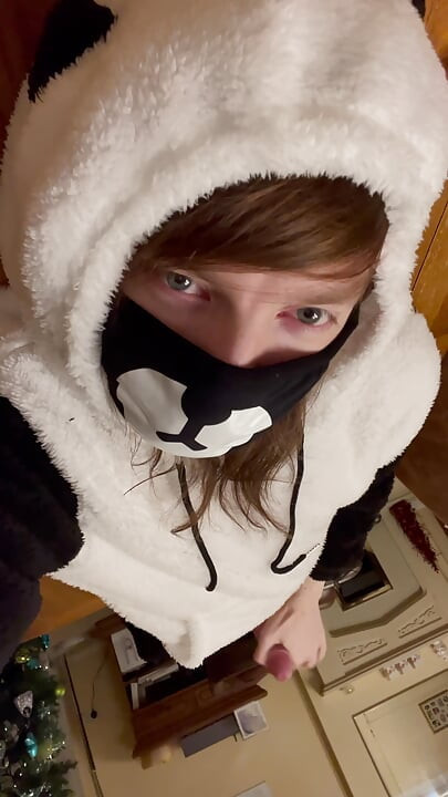 Twink in cute onesie jerking off