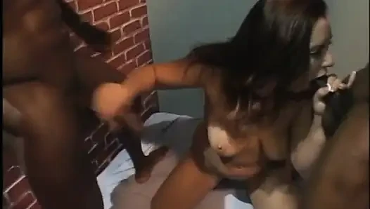 Gorgeous prisoner babe gets double penetration action in prison