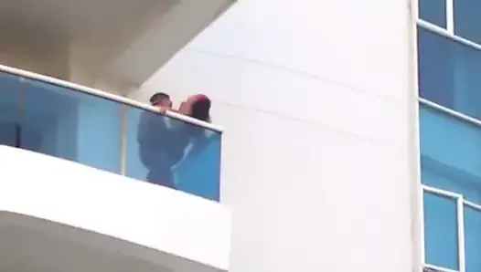 Couple fucking on balcony