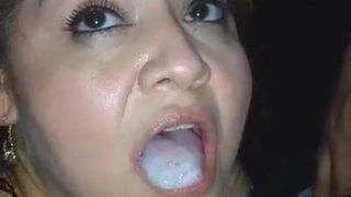 Slut wife swallows a mouthful of cum