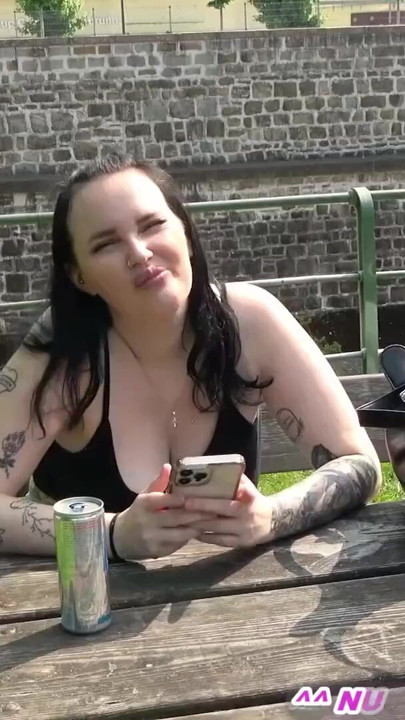 German chubby amateur sucks man cock in the park after flirting | Clip 1