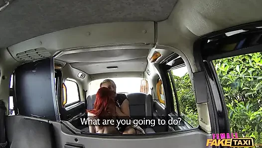 Female Fake Taxi - Blonde Lesbian Cab Driver Dominates Tattooed Redhead