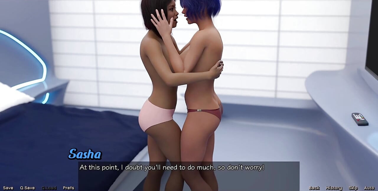 Stranded in Space - Cute Virgin Girl Next Door Cums Hard After Big White Dick and Busty Blue Hair MILF Touch Her