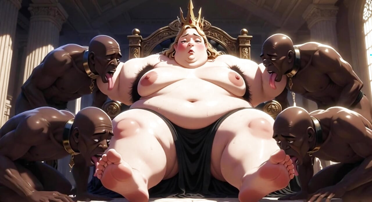 Ssbbw koningin lichaamsaanbidding - slaven likken haar hele lichaam tot een orgasme