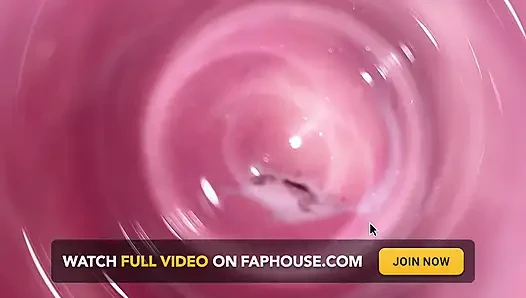 Camera deep inside Mia's teen creamy pussy