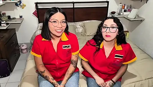 Karyawan wanita Oxxo bersaing untuk pekerjaan manajer.