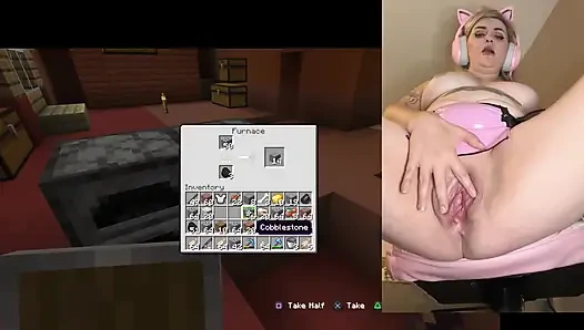 Gamer-mädchen muschi dehnt und squirtet in nahaufnahme