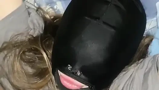 Hard in a Mask with Licking the Anus