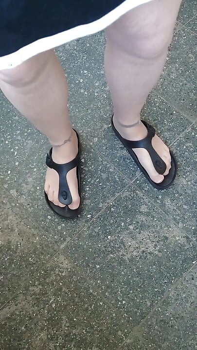 Birkenstocks and Nylon Feet in the Stairwell