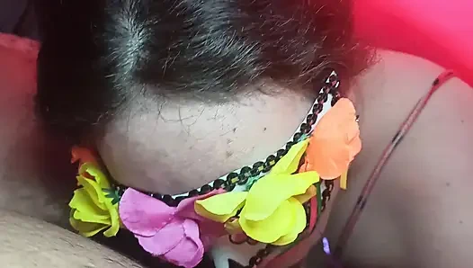 Delicious morning blowjob with a rich cumshot on her big tits