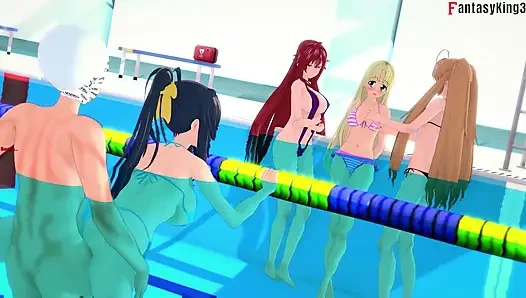 Rias ve Akeno Thresome telefon görüşmesi yaparken ve Akeno halka açık havuzda sikiliyor - dxd ntr çılgınlığı serisi