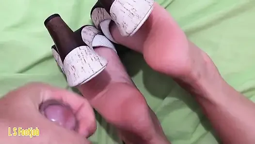 Hot Wife in Sexy Clogs Footjob