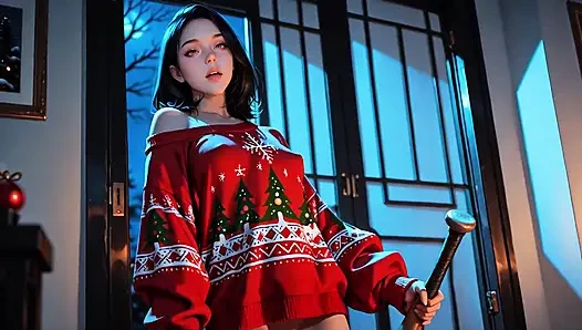 Lonely MILF Gets Her Christmas Wish from Santa While Husband's Away