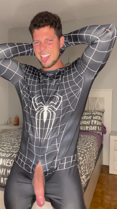 My Big Cock Cums With No Touch With Spiderman Suit