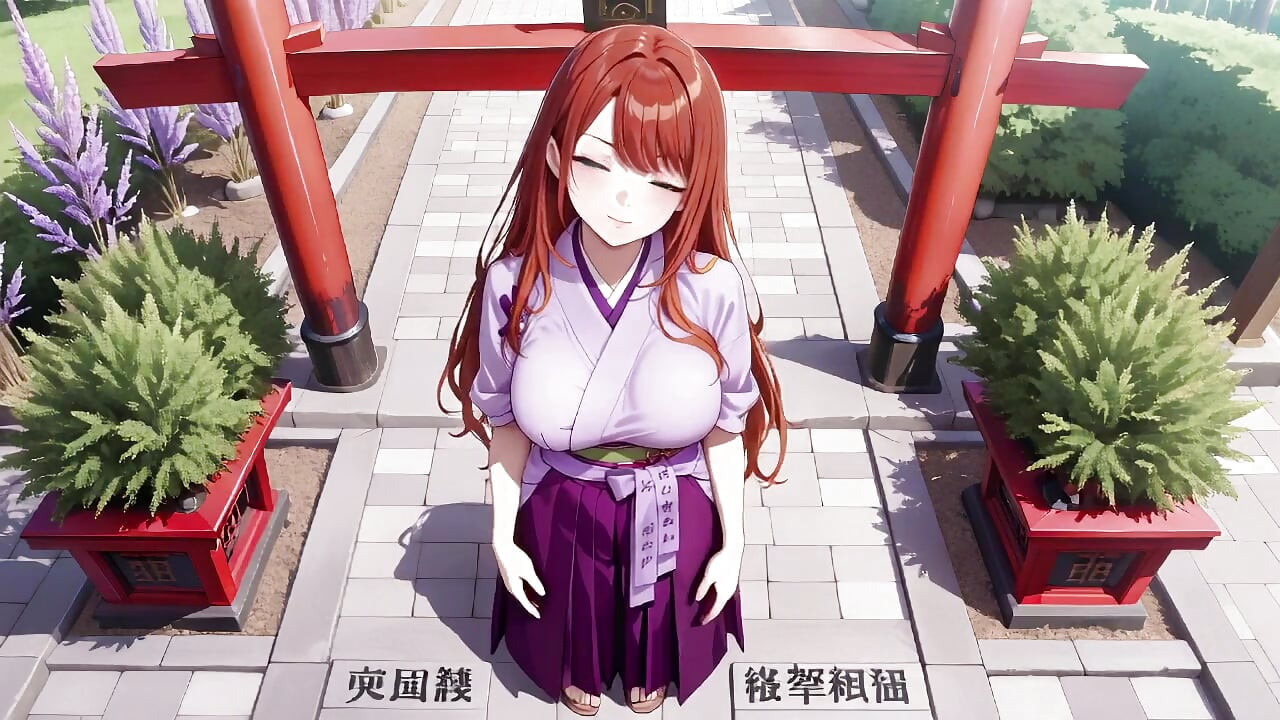 Roodharige Miko! Diep V kimono doorweekt, bloeiend van sereniteit tot idioot in de Vermilion Torii-corridor!