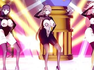 3 chicas sexy bailando (listas para tomar bbc) (3d hentai)