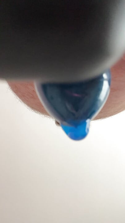Jerking off with blue condom
