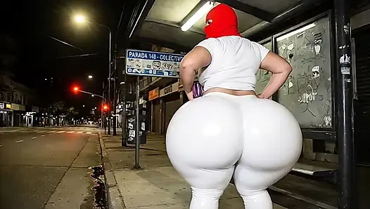 Big Ass Girl in Tight White Leggings Gets Watched by Stranger