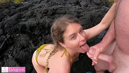 Gizli plajda adamıma en iyi sakso çektim - yüze boşalma