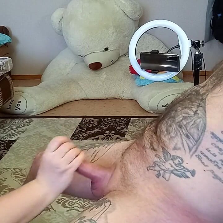Rubs cream into dick and makes my dick cum