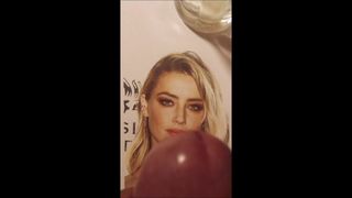 Cum tribute for Amber Heard's printed face photo