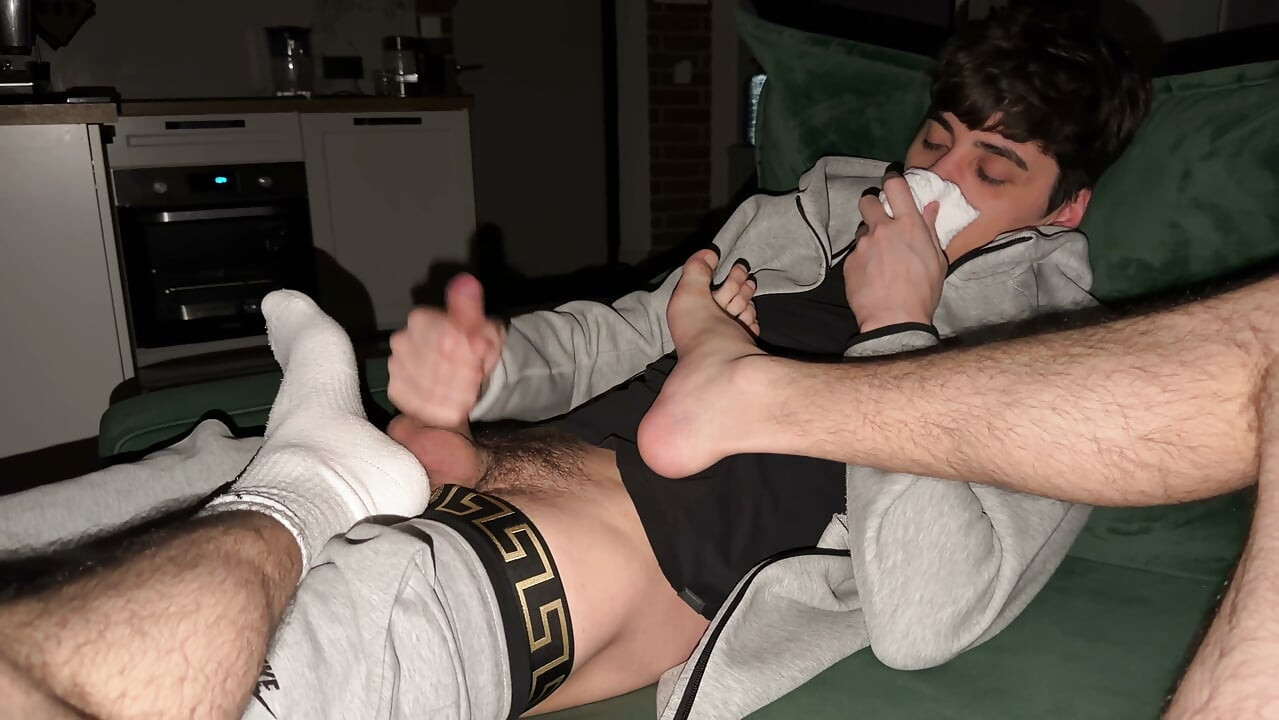 Sniffed wet socks and cum from it