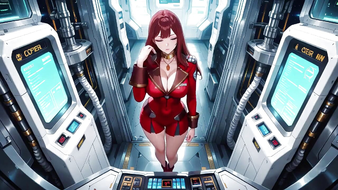 Komandan berambut merah! Momen pribadi di kokpit kapal sci-fi
