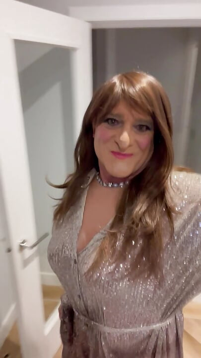 Trans getting ready for night out, stockings and heels