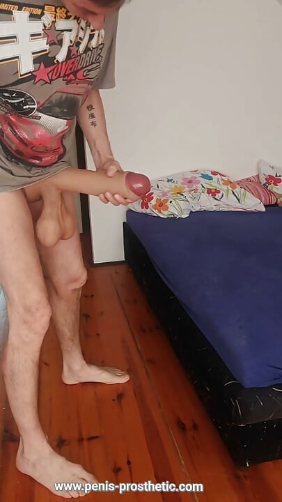 Handjob of a big cock full of cum with big balls