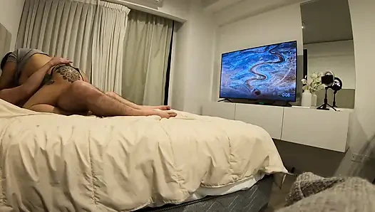 BBW Rides a Foreign Cock Without a Condom