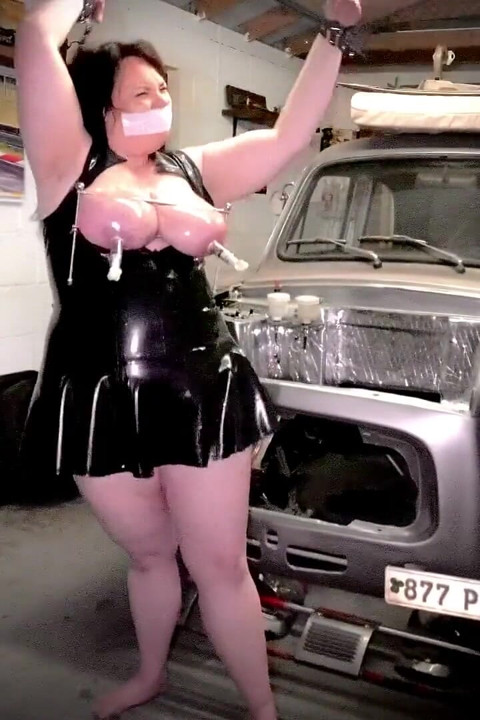 Tied up Chubby Breast Bondage and Breast Whipping