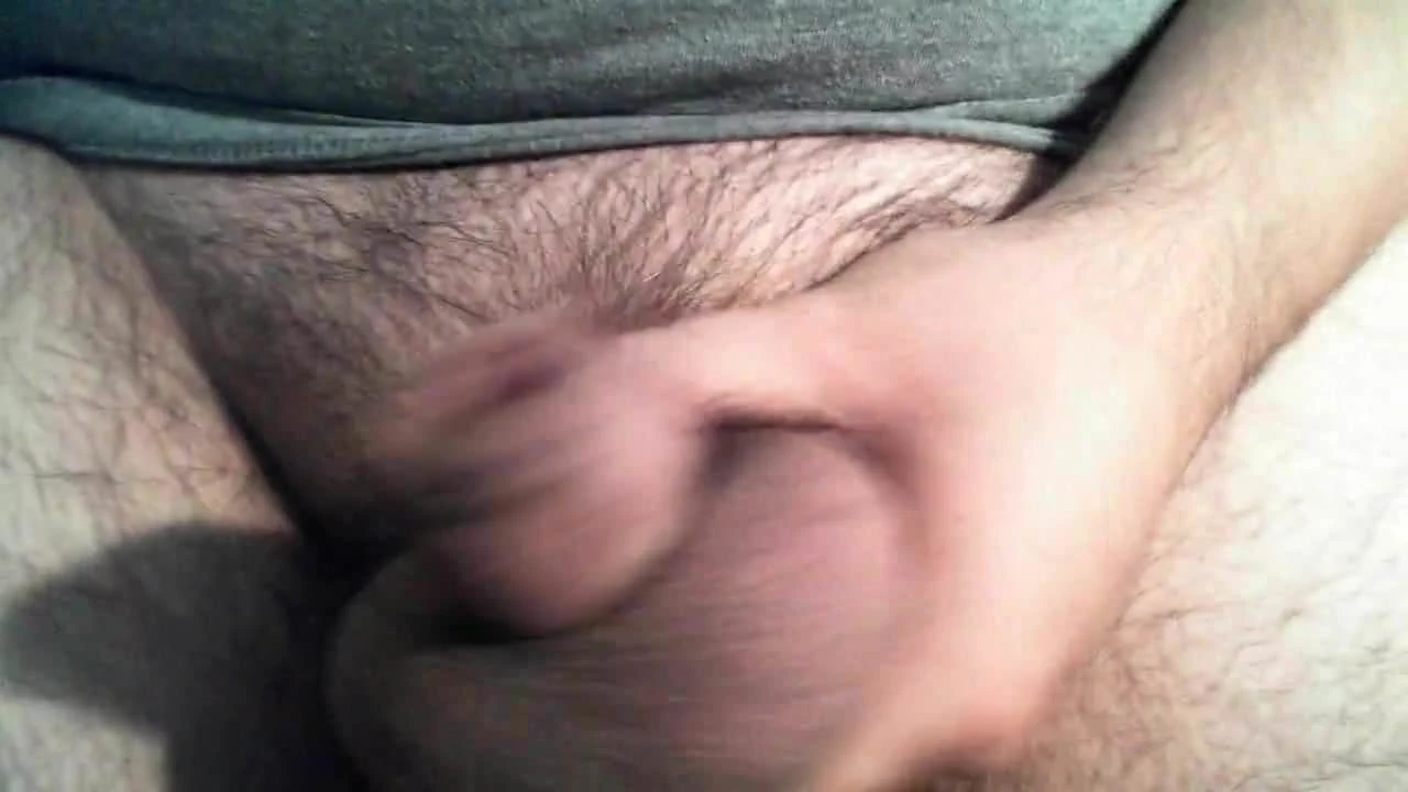 Stroking cock with my balls