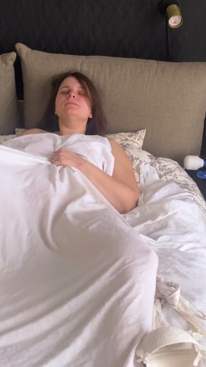 amateur WIFE masturbating pussy play under the sheets | Clip 1