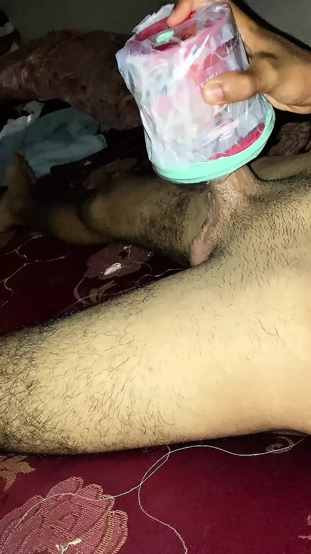 Masturbating with homemade pussy