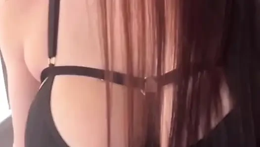 The most beautiful and gentle orgasm of my wife in stockings