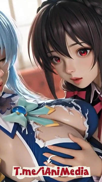 SFW Aqua and yunyun From konosuba soft show touching and kissing lesbian | Clip 1