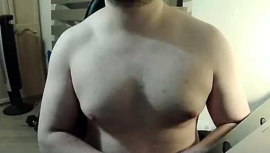 Flexing and bouncing pecs on cam