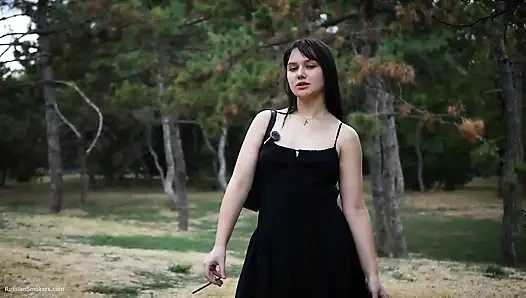 Smoking 120mm Cigarette Outdoors