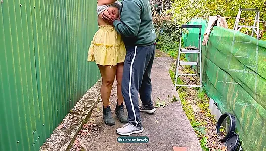 Neighbour Jumping Off Fence for Intense Standing Anal Doggy Fuck and Deepthroat Indian Wife