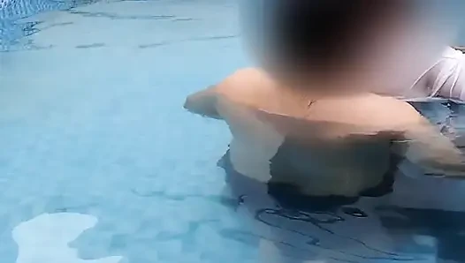 A Hot Couple's Risky Fun in the Swimming Pool.