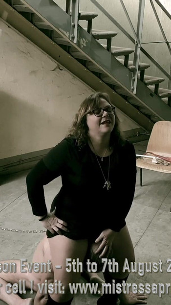 Thrilling moment from "Dominatrix Mistress April - Military Bunker Prison drill event"