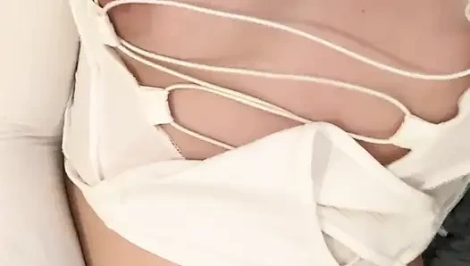 A student jerks off her tight pussy for a test for the teacher's camera
