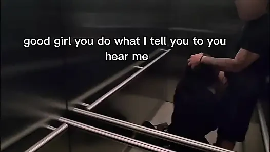 Shy Girl Gets Convinced in Elevator to Swallow a Stranger's Cum