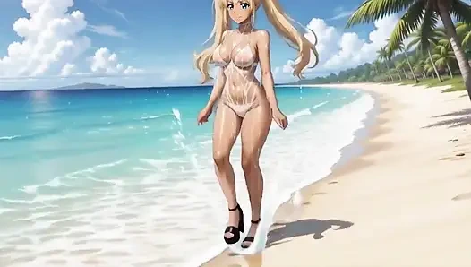 Rumi ile yürüyüş - amcığıyla oynuyor