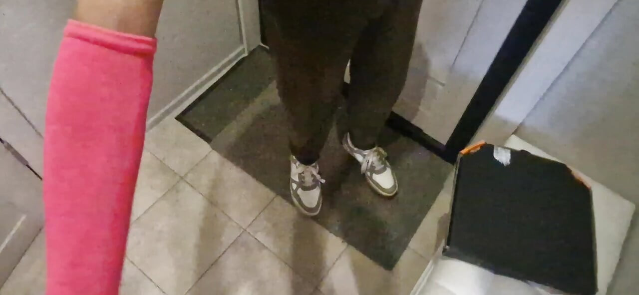 The pizza delivery guy sucked the customer's cock at the doorstep, which was a bonus for eating the cum for being late.